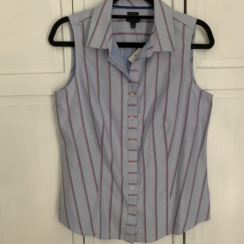 Talbots Blue Striped Sleeveless Shirt